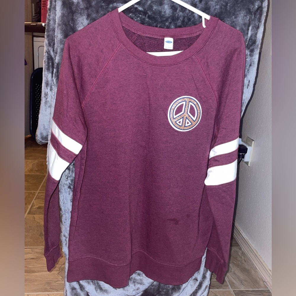LARGE | Old Navy | Maroon Peace Sign Sweater